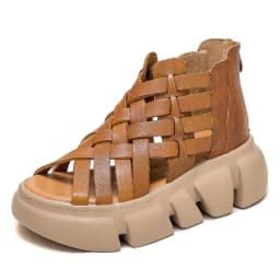 DRKANOL 2026 Women Gladiator Sandals Summer Cool Boots Luxury Gesign Genuine Leather Woven Wedges Platform Casual Roman Sandals