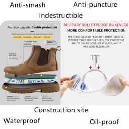 Waterproof Work Shoes For Men Chelsea Steel Head Leather Boots Male Footwear Indestructible Construction Security Boots