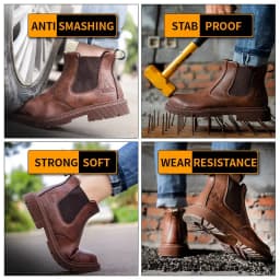 Waterproof Work Shoes For Men Chelsea Steel Head Leather Boots Male Footwear Indestructible Construction Security Boots