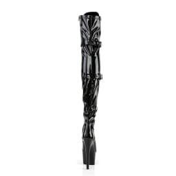 Patent Over Knee Boots 17CM Heels | SIDE LACE-UP & Buckle Strap | Glossy Goth Platform Heels for Club & Stage