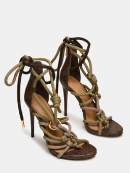 2026 Women's Retro Thick Rope Crisscross Strap High Heels Women'S Open-Toe Stiletto Sandals Sexy Summer Party Dress Shoes 44