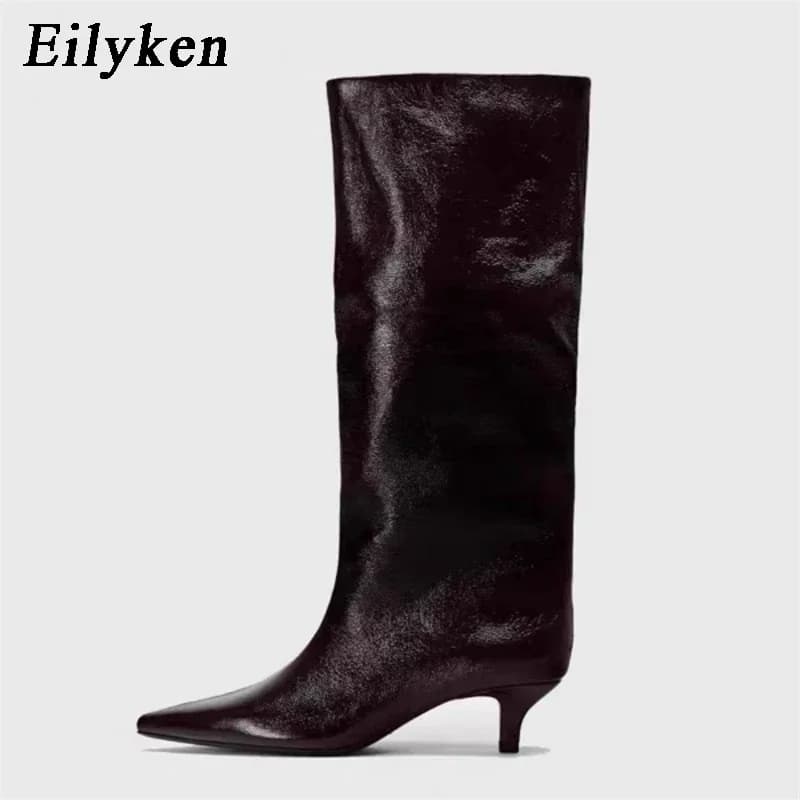 Eilyken Autumn Winter Street Style Thin Low Heels Women Knee-High Boots Sexy Pointed Toe Casual Party Shoes Long Botas Mujer