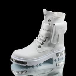 2025 White Men's High-Top Winter Velvet Warm British Medium Motorcycle Thick-Soled Boots