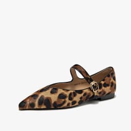 BEAUTODAY Penny Loafers Women Cowhide Round Toe Square Heel Leopard Print Sewing Outdoor Casual Flats Female Handmade 26238