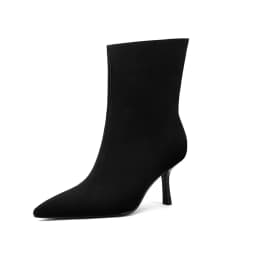 NEW TREND 2025 Autumn Winter Women Cow Suede High Thin Heeled Ankle Boots Black Apricot Sexy Ladies Pointed Toe Slip-On Boots