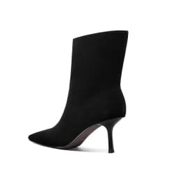 NEW TREND 2025 Autumn Winter Women Cow Suede High Thin Heeled Ankle Boots Black Apricot Sexy Ladies Pointed Toe Slip-On Boots