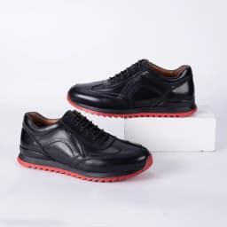 Quality Black Men's Tennis Sneaker Genuine Cow Leather Casual Shoes Natural Leather Outdoor Footwear For Men Zapatos De Hombre