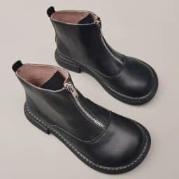Genuine Leather Cowhide Men's Women's Wide Toe Short Boots Original High Cut Spring Work Single Shoe 43 Обувь С Широким Носом