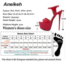 Aneikeh Big Shoe Size 41 42 43 44 45 46 High Heels Sandals Summer Sexy Open Toe Party Dress 16CM Platform Gladiator Women Pumps