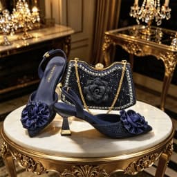 2026 Luxury Green 3D Rose Rhinestone Shoes And Bag Set Women Pointed Toe Slingback High Heels Matching Clutch For Wedding Party