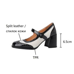 Spring/Fall Women Shoes Round Toe Chunky Heel Mary Janes Shoes Mixed Colors Women Pumps Patent Leather Shoes Classics High Heels