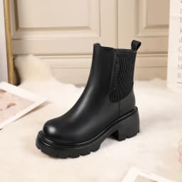 AIYUQI Women's Boots Winter 2026 New Genuine Leather Women's Chelsea Boots British Style Natural Wool Warm Women's Ankle Boots