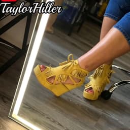 TaylorHiller Boho Women Tassel Fringe Wedge Sandals Peep Toe Platform High Heels Sandal Suede Lace‑Up Zip Summer Evening Shoes