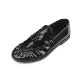 Krazing Pot 2026 Cow Skin Round Toe Slip On Autumn Shoes Retro Low Heels Loafers Pleated Shallow Brand Mature Luxury Women Pumps