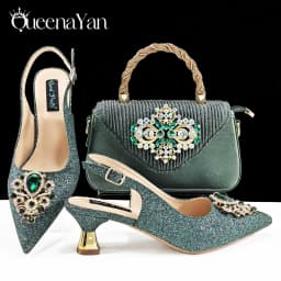 QSGFC Hot Selling INS Pointed-Toe Luxury Style Women High Heels Sandal With Bag Set Orange Color for Wedding Party