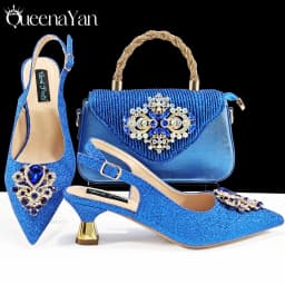 QSGFC Hot Selling INS Pointed-Toe Luxury Style Women High Heels Sandal With Bag Set Orange Color for Wedding Party