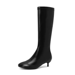 Arden Furtado Autumn Women's Sheepskin Knee High Boots Round Toe Side Zipper Thin Heels Middle Heel Sexy Modern Boots