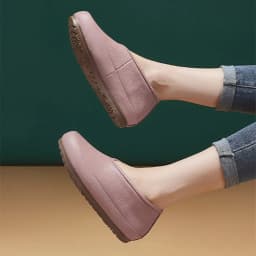 Women's 2026 New Model Genuine Leather Single Shoes, Retro and Warm, Bean-shaped Shoes, Flat Bottom, Mom's Shoes Luxury Shoes