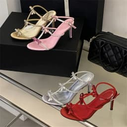 Aneikeh Summer Fashion Peep Toe Buckle Strap Stiletto Sexy Butterfly-knot High Heels Gladiator Sandals Women Party Dress Shoe