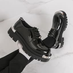 New Personalized Thick-Soled Men's Large-Head Work Shoes Casual Korean-Style Height-Increasing British Punk Leather Shoe Trend