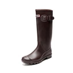 2025 Fashion Women's rain shoes New anti slip high boots Solid color waterproof footwear Round head ladies rubber shoes Mujer