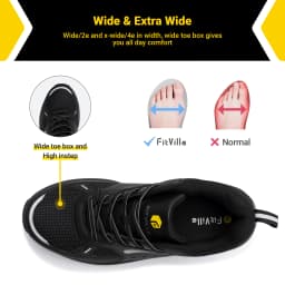 FitVille Men's Extra Wide Work Shoes Casual Shoes Anti-Slip Sturdy Toe Breathable For Male Swollen Feet Arch Support Pain Relief