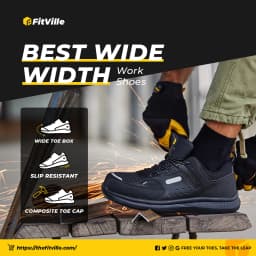 FitVille Men's Extra Wide Work Shoes Casual Shoes Anti-Slip Sturdy Toe Breathable For Male Swollen Feet Arch Support Pain Relief