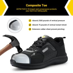 FitVille Men's Extra Wide Work Shoes Casual Shoes Anti-Slip Sturdy Toe Breathable For Male Swollen Feet Arch Support Pain Relief