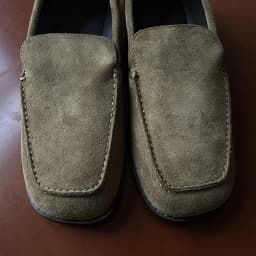 Maxdutti French Inide Folk Handmade Cowhide Suede Shoes Khaki Color Vintage Square Toe Woman Shoes Shoes For Woman Loafers
