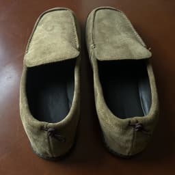Maxdutti French Inide Folk Handmade Cowhide Suede Shoes Khaki Color Vintage Square Toe Woman Shoes Shoes For Woman Loafers