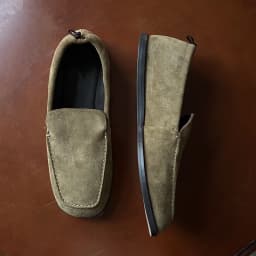 Maxdutti French Inide Folk Handmade Cowhide Suede Shoes Khaki Color Vintage Square Toe Woman Shoes Shoes For Woman Loafers