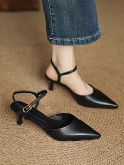 2025 NEW Women Trend Summer Ankle Strap Sandals Sexy High Thin Heels Brown Suede Black Leather Closed Pointed Toe Party Shoes