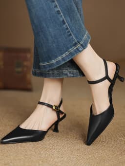 2025 NEW Women Trend Summer Ankle Strap Sandals Sexy High Thin Heels Brown Suede Black Leather Closed Pointed Toe Party Shoes