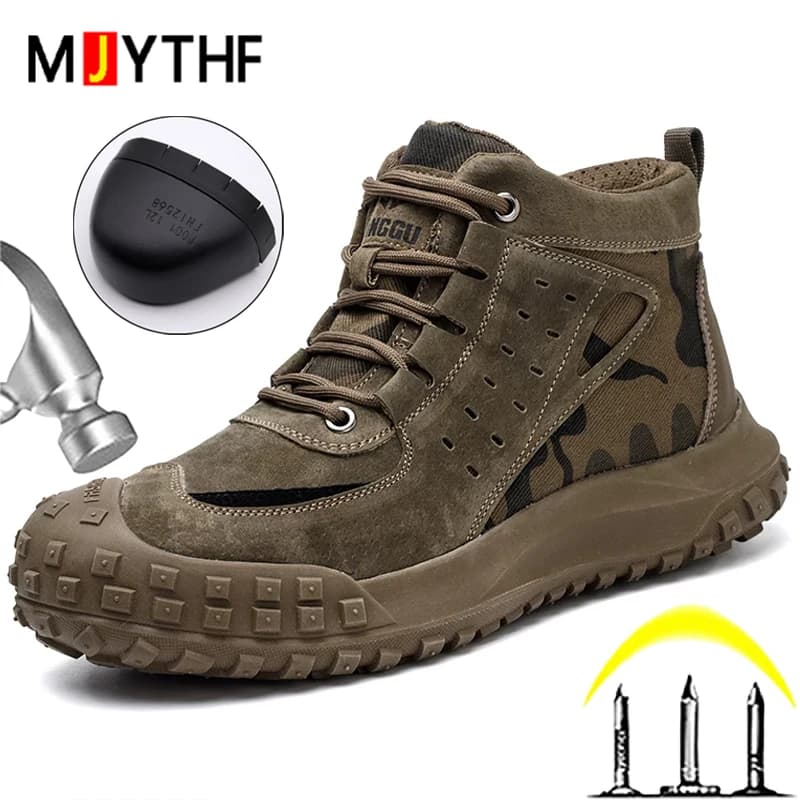 Camouflage Indestructible Shoes Puncture-Proof Safety Shoes Men Anti Scald Welding Boots Steel Toe Shoes Non-slip Work Boots