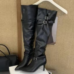 Eilyken Women Pointed Toe Knee-High Boots Designer Belt Buckle Party Dress Street Long Booties Sexy Thin High Heels Shoes