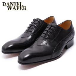 Men's Crocodile Embossed Leather Oxfords Business Formal Shoes for Professional Meetings Dinner Weddings