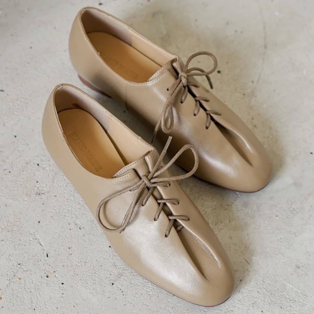 danxuefei 2026 spring new women's sheepskin round toe lace-up pleated flats oxfords high quality soft comfortable casual shoes