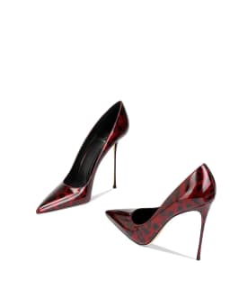 New Red Leopard Print Patent Leather High-End and Versatile Temperament Pointed Toe High Heels for Women 33-46