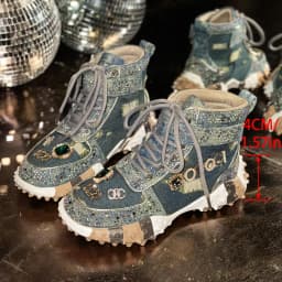 Women Rhinestone Casual Luxury Sneakers Diamond High-Top Designer Boots Thick Bottom Shoes Female Tennis Outdoors Walking Shoes