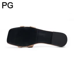 PG Minimalist Square Front Slide Sandals Double Hollow Detail Low Flat Heel Spanish All Match Office Commute Summer Footwear