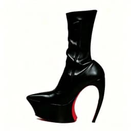 Ladies Sharp Point Toe Mid‑Calf Booties Hollow Sculpted Super High Heel Thick Platform Side Zipper Red Outsole Punk Party Show