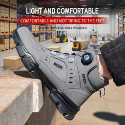 High‑Top Rotary Knob Lightweight Breathable Safety Footwear Steel Toe Anti‑smash Puncture‑Proof Work Shoes For Freight Station
