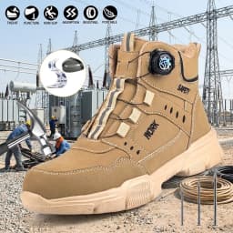 High‑Top Rotary Knob Lightweight Breathable Safety Footwear Steel Toe Anti‑smash Puncture‑Proof Work Shoes For Freight Station