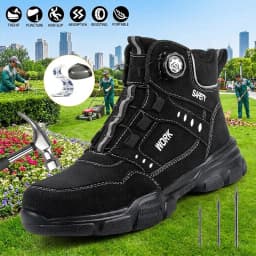 High‑Top Rotary Knob Lightweight Breathable Safety Footwear Steel Toe Anti‑smash Puncture‑Proof Work Shoes For Freight Station