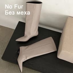 JOZHAMTA Size 34-43 2027 New Women Real Leather Knee Boots Low Heels Winter Shoes For Sexy Woman Lady Autumn Dress Long Boots