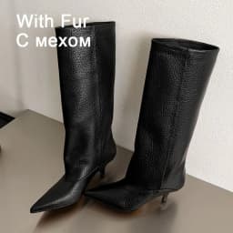 JOZHAMTA Size 34-43 2027 New Women Real Leather Knee Boots Low Heels Winter Shoes For Sexy Woman Lady Autumn Dress Long Boots