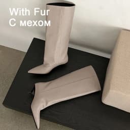 JOZHAMTA Size 34-43 2027 New Women Real Leather Knee Boots Low Heels Winter Shoes For Sexy Woman Lady Autumn Dress Long Boots