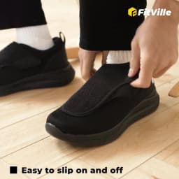 FitVille Extra Wide Men's Diabetic Shoes for Elder Orthopedics Feet Swollen Adjustable Walking Shoe Elderly Foot Pain Relief