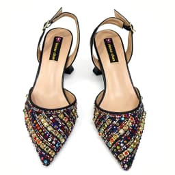 Italian Shoes with Matching Bags Set Decorated with Rhinestone African Shoes for Women Mid Heels Party Pumps Plus Size Heels 43