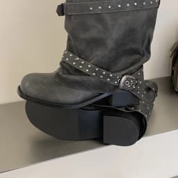 Eilyken New Design Rivet Belt Buckle Splicing Woman Ankle Boots Punk Style Round Toe Square Low Heels Banquet Shoes